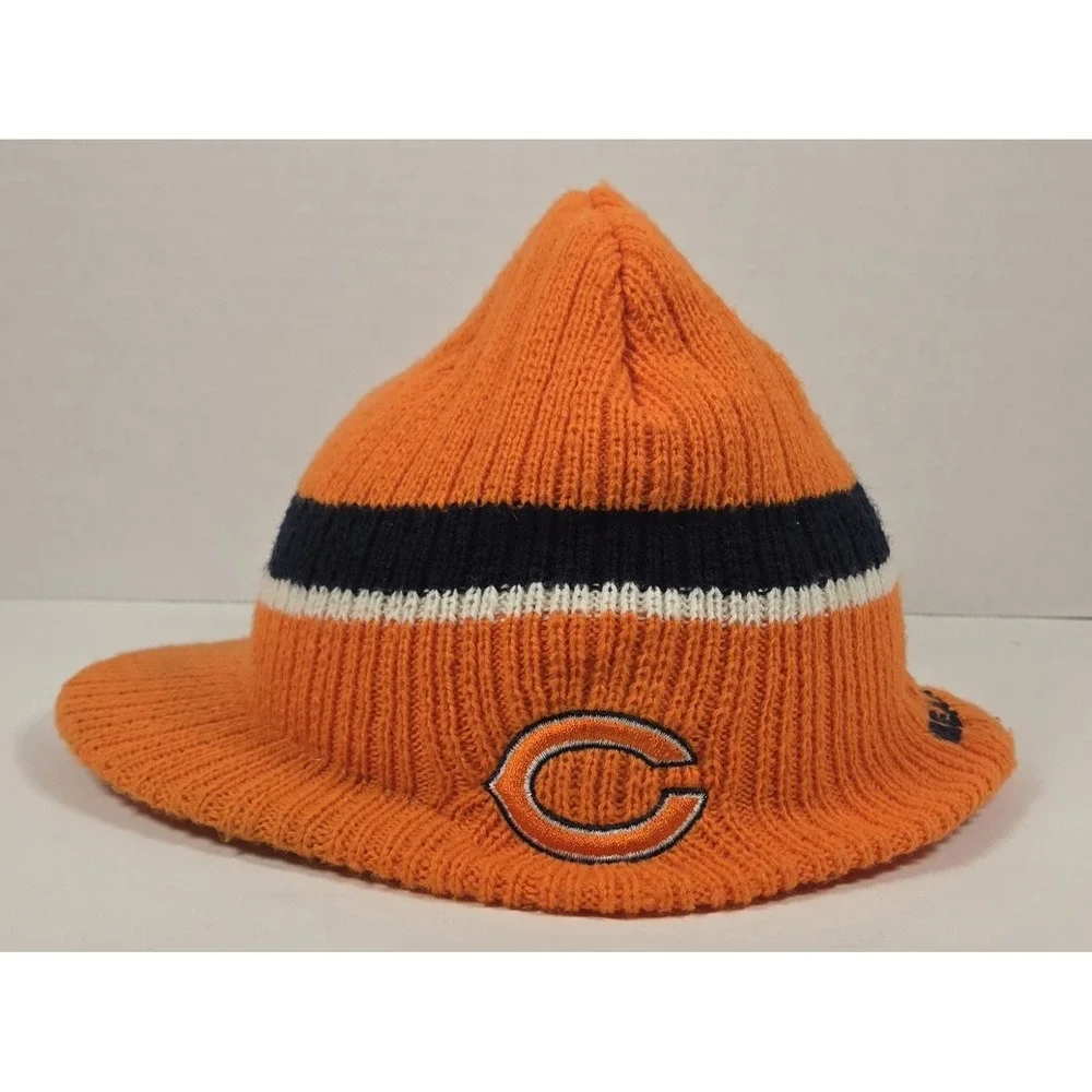 Y2K Chicago Bears Stocking Cap Knit Hat With Brim Orange Youth NFL Football